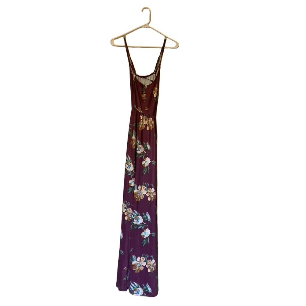 Burgundy Floral Print Spaghetti Straps Slip Dress - size M